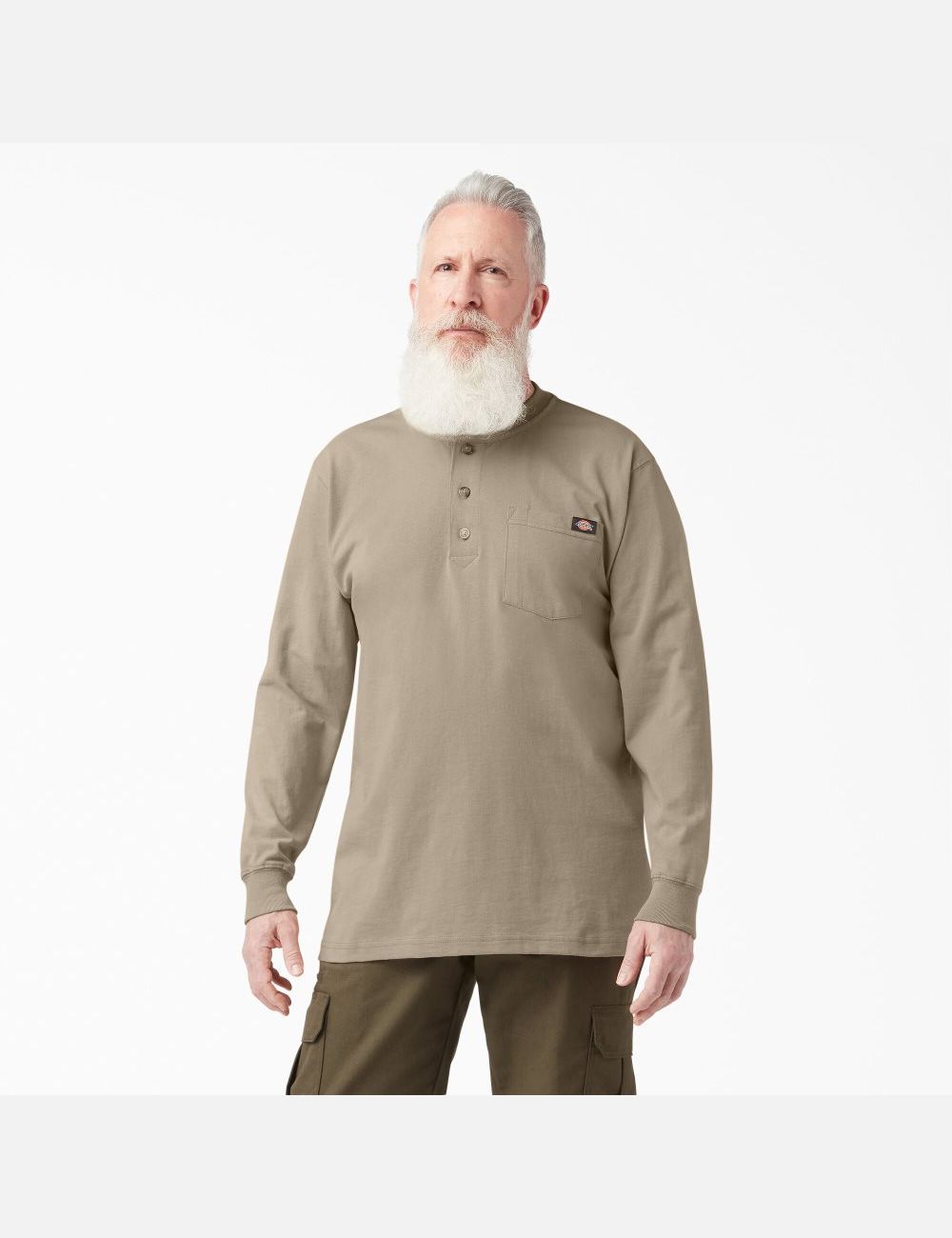 Desert Sand Dickies Long Sleeve Heavyweight Henley T-Shirts | 204ZTIEVJ