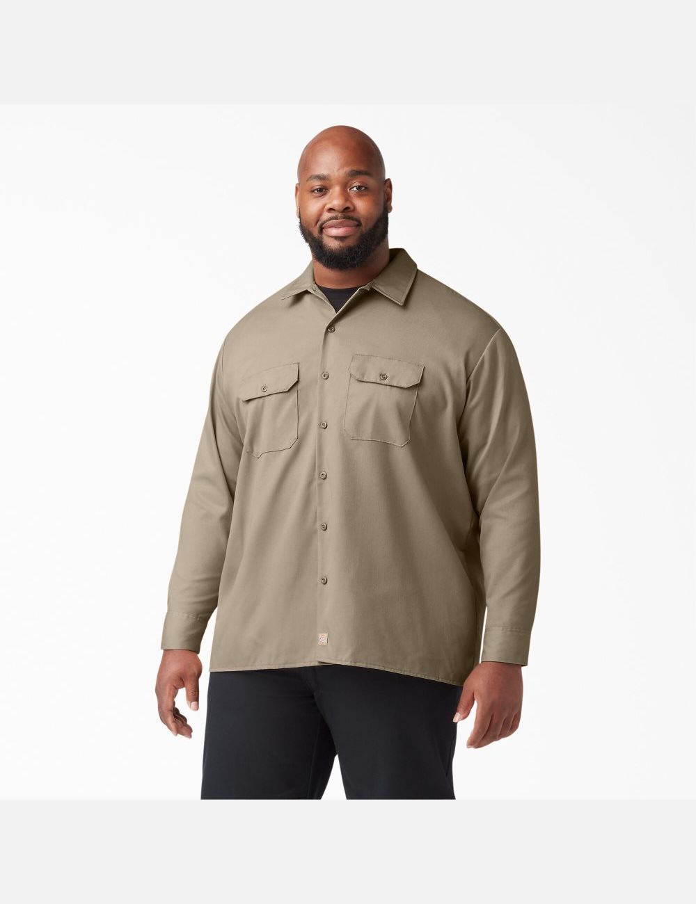 Desert Sand Dickies Long Sleeve Work Shirts | 348DQKJEX