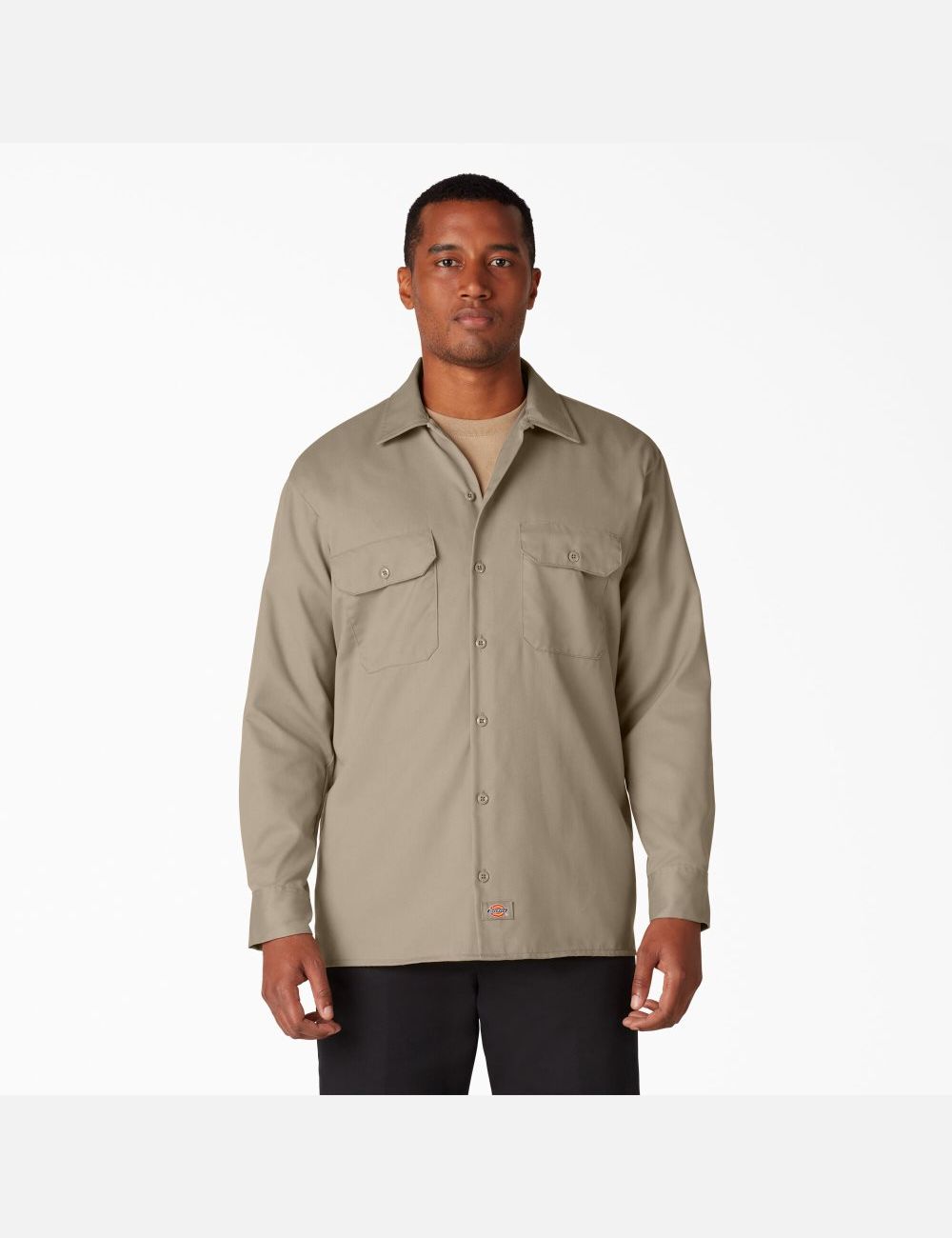 Desert Sand Dickies Long Sleeve Work Shirts | 348DQKJEX