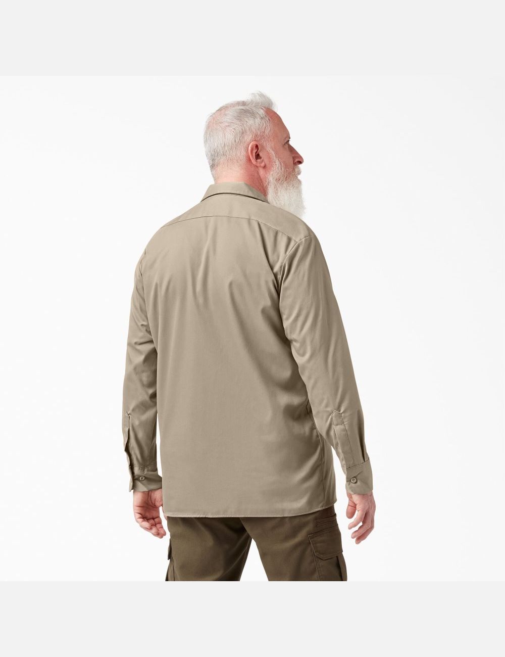 Desert Sand Dickies Relaxed Fit Long Sleeve Shirts | 437LXKWFC