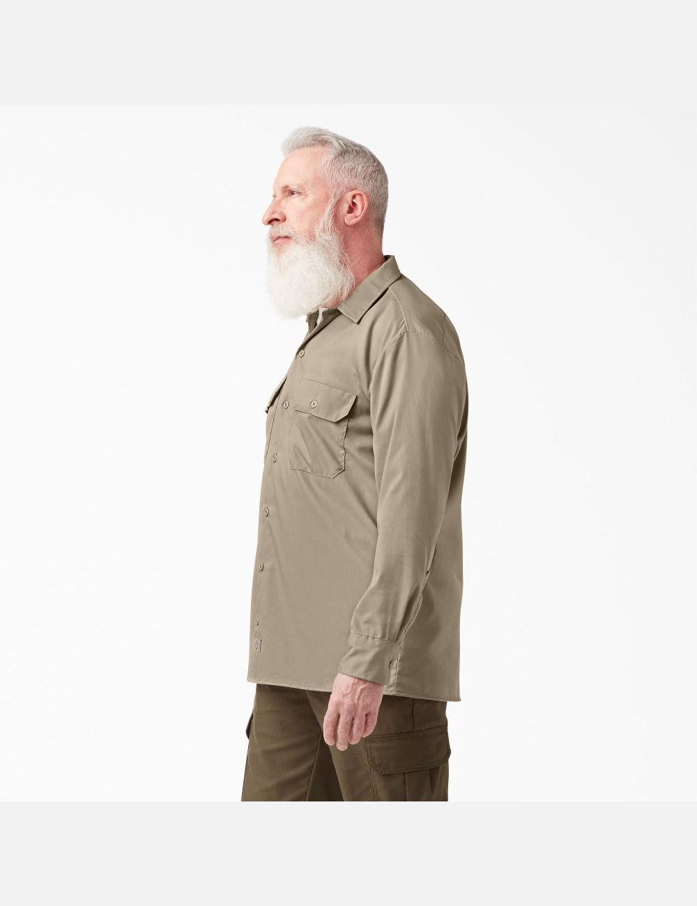 Desert Sand Dickies Relaxed Fit Long Sleeve Shirts | 437LXKWFC