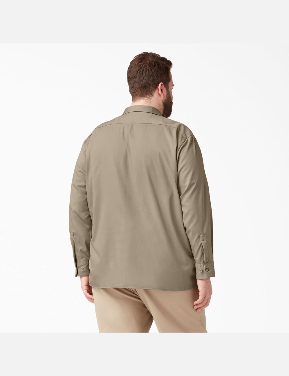 Desert Sand Dickies Relaxed Fit Long Sleeve Shirts | 437LXKWFC