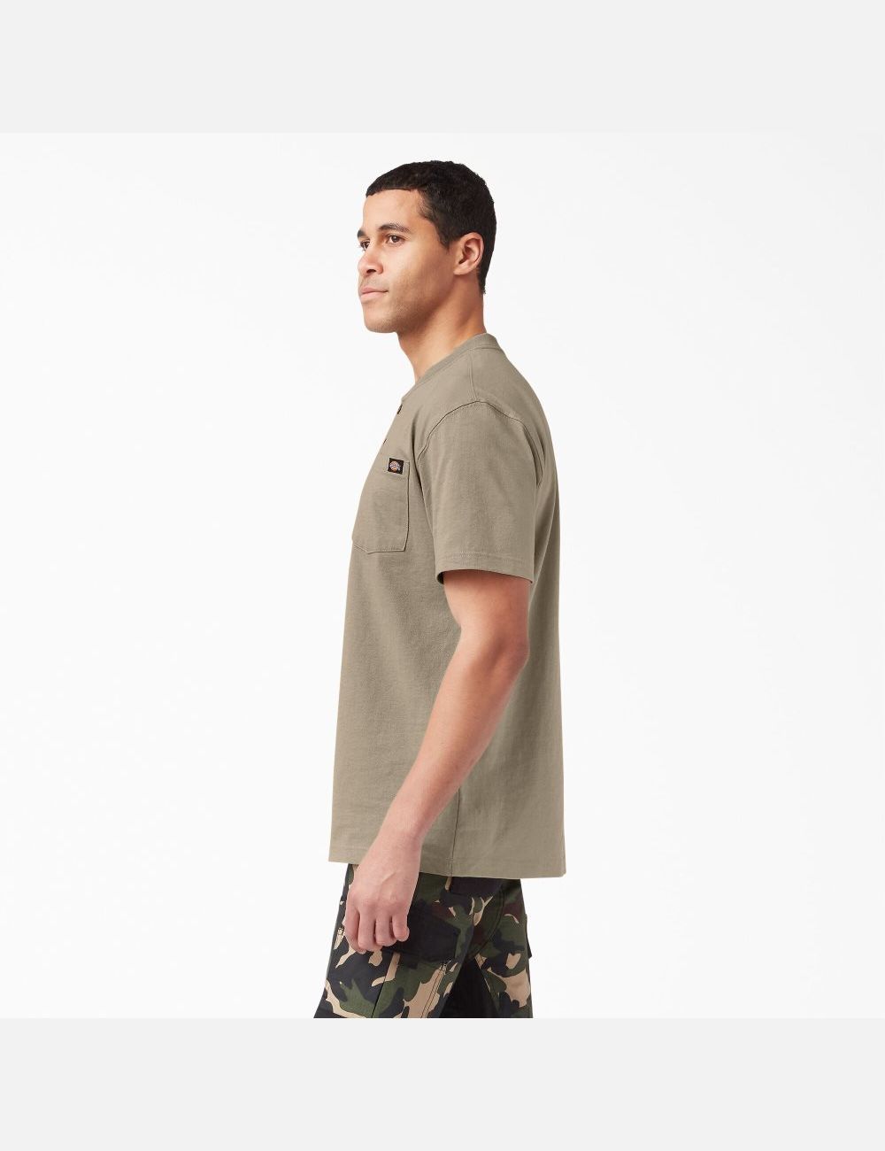 Desert Sand Dickies Short Sleeve Heavyweight Henley Shirts | 016XABTGZ