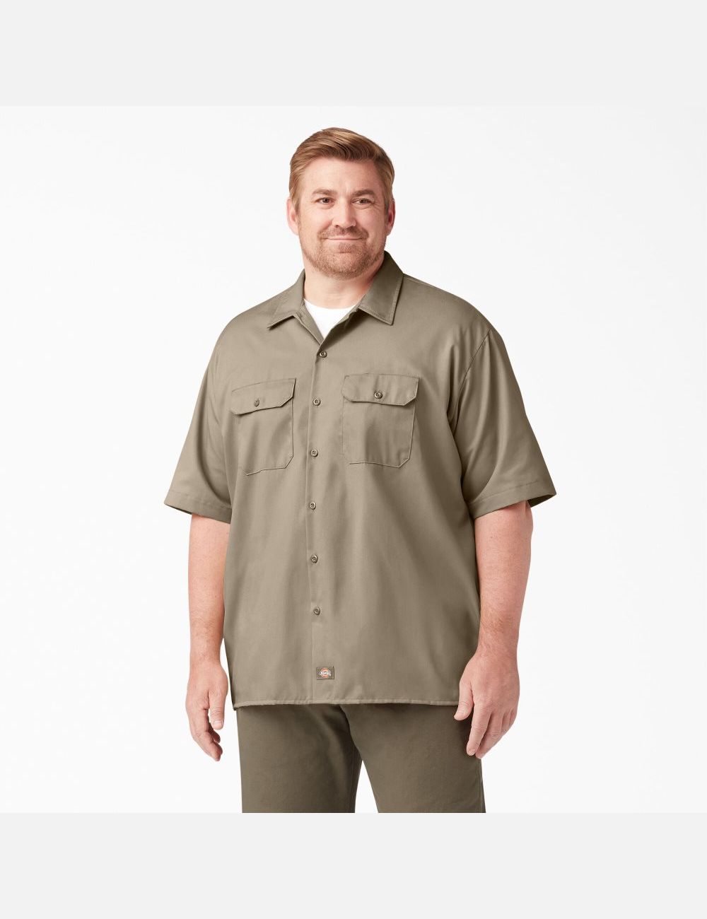 Desert Sand Dickies Short Sleeve Shirts | 074YENFGU