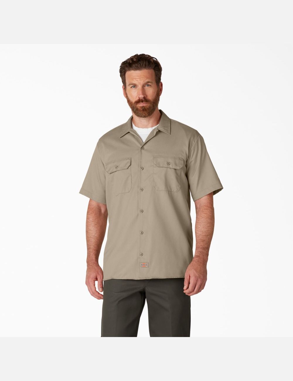 Desert Sand Dickies Short Sleeve Shirts | 074YENFGU