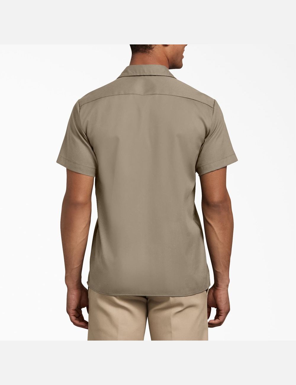 Desert Sand Dickies Slim Fit Short Sleeve Work Shirts | 042YEATQN