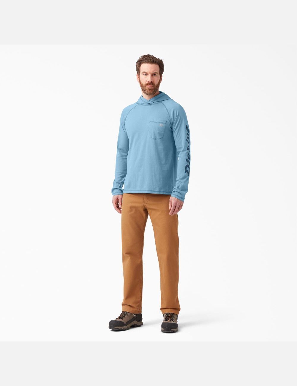 Dusty Blue Dickies Cooling Performance Long Sleeve Sun Shirts | 367QFHDIE