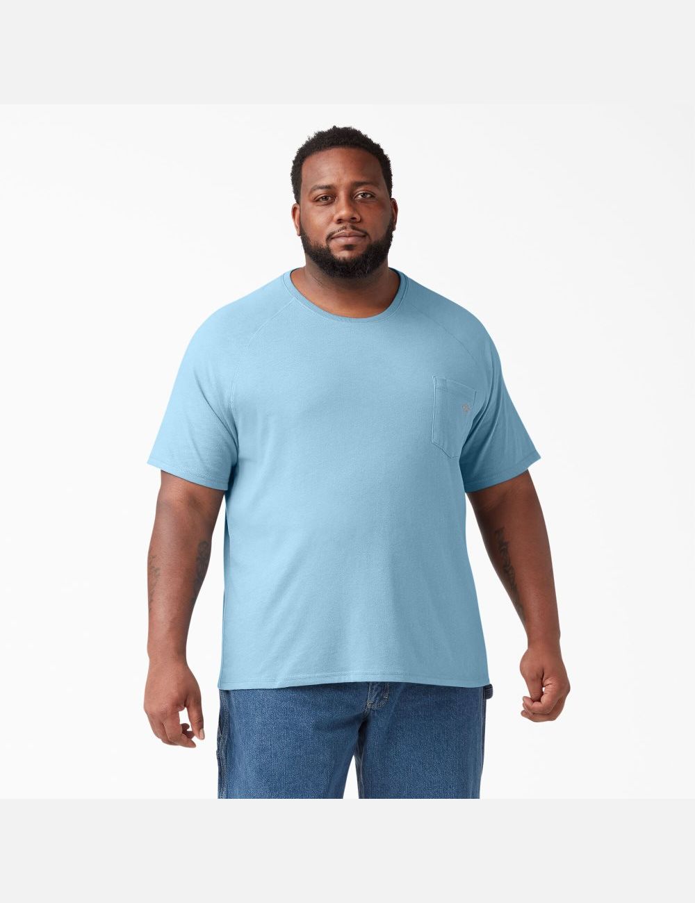 Dusty Blue Dickies Cooling Short Sleeve T-Shirts | 370AJHOVD