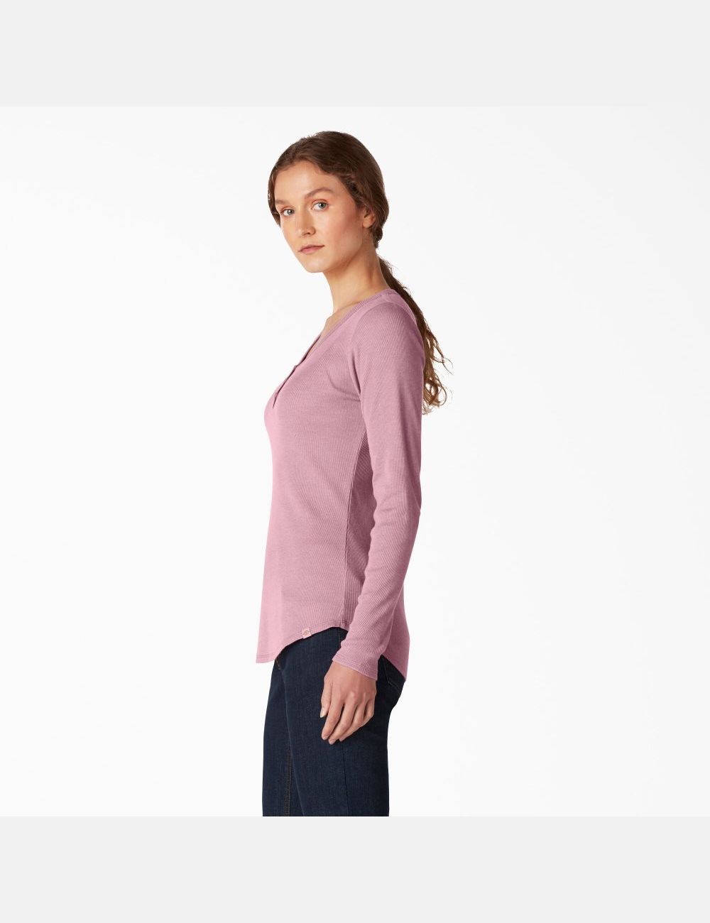 Dusty Orchid Dickies Henley Long Sleeve T-Shirts | 182GAZYBI