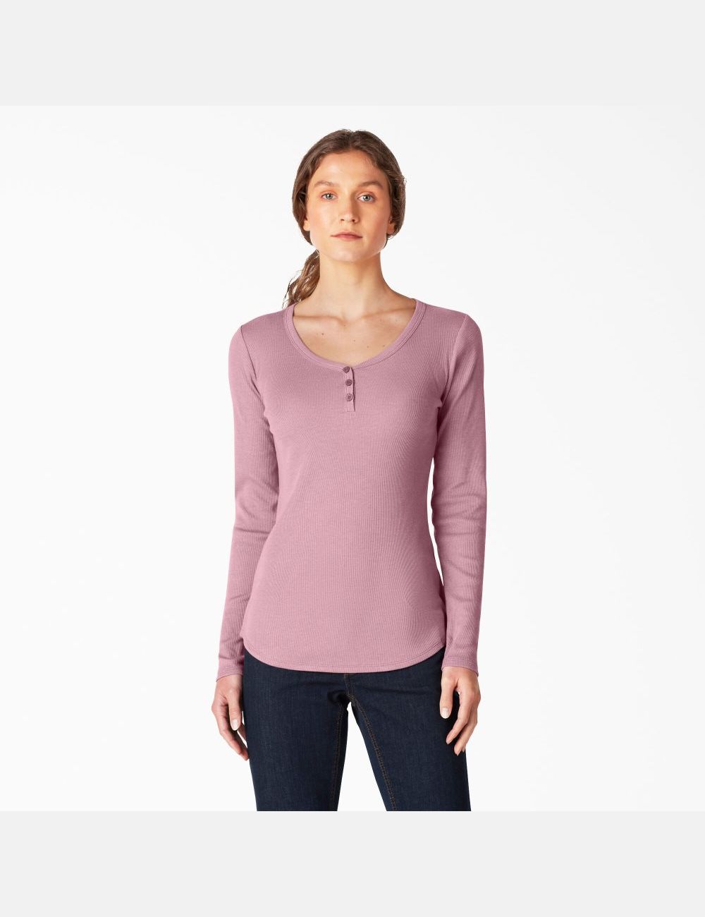 Dusty Orchid Dickies Henley Long Sleeve T-Shirts | 182GAZYBI