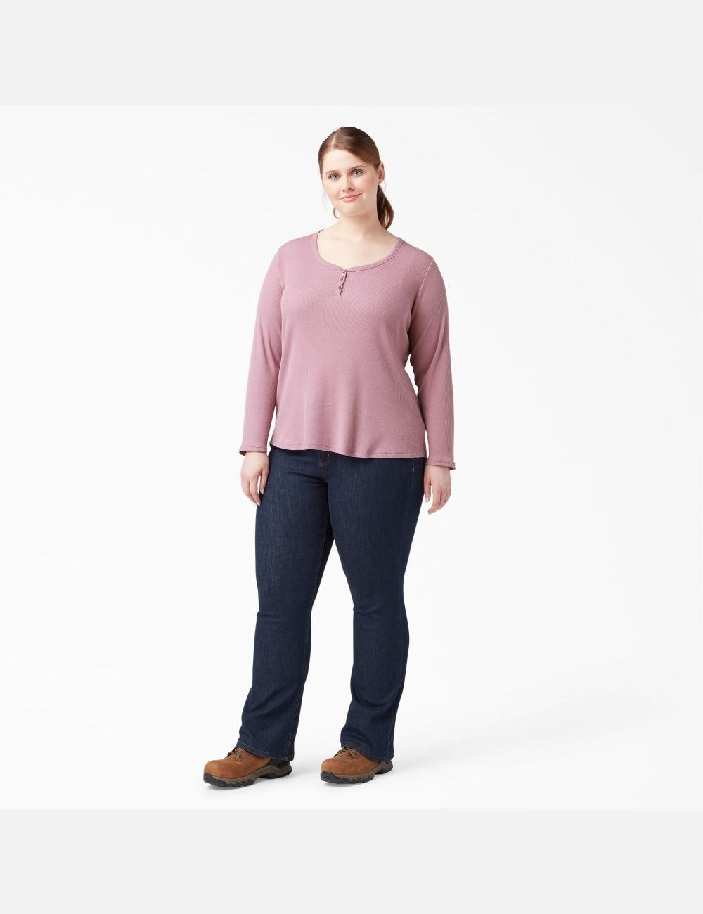 Dusty Orchid Dickies Plus Henley Tops | 740ENFABW