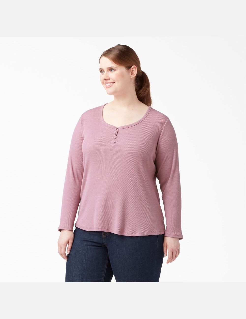 Dusty Orchid Dickies Plus Henley Tops | 740ENFABW