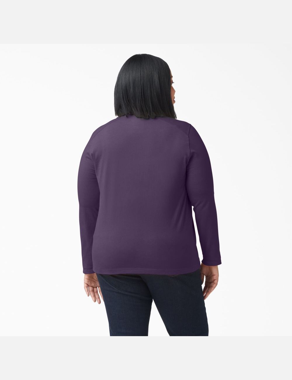 Dusty Purple Heather Dickies Plus Heavyweight Henley Long Sleeve T-Shirts | 234OGCKRW