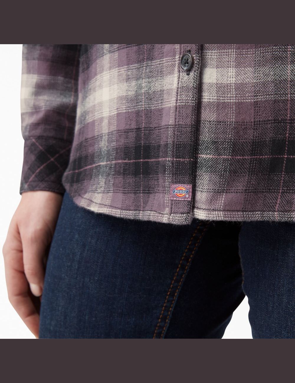 Dusty Purple Highland Plaid Dickies Plaid Flannel Long Sleeve Shirt Button Up | 032QJIFCO