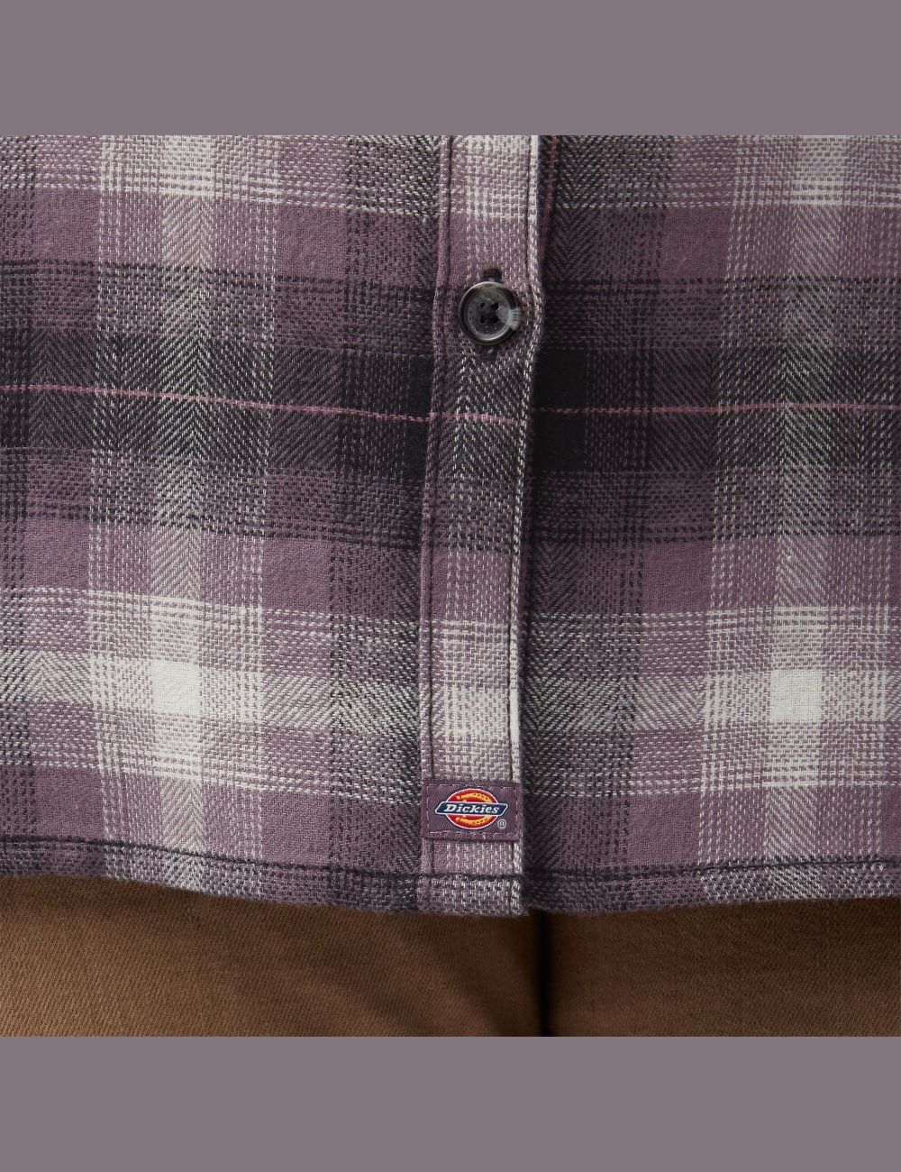 Dusty Purple Highland Plaid Dickies Plus Size Long Sleeve Plaid Flannel Shirt Button Up | 485IACDMX