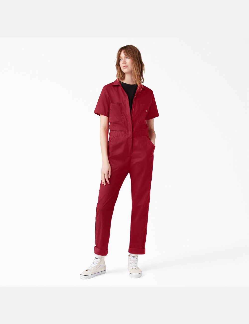 English Red Dickies FLEX Cooling Short Sleeve Coveralls | 018EYNSCK