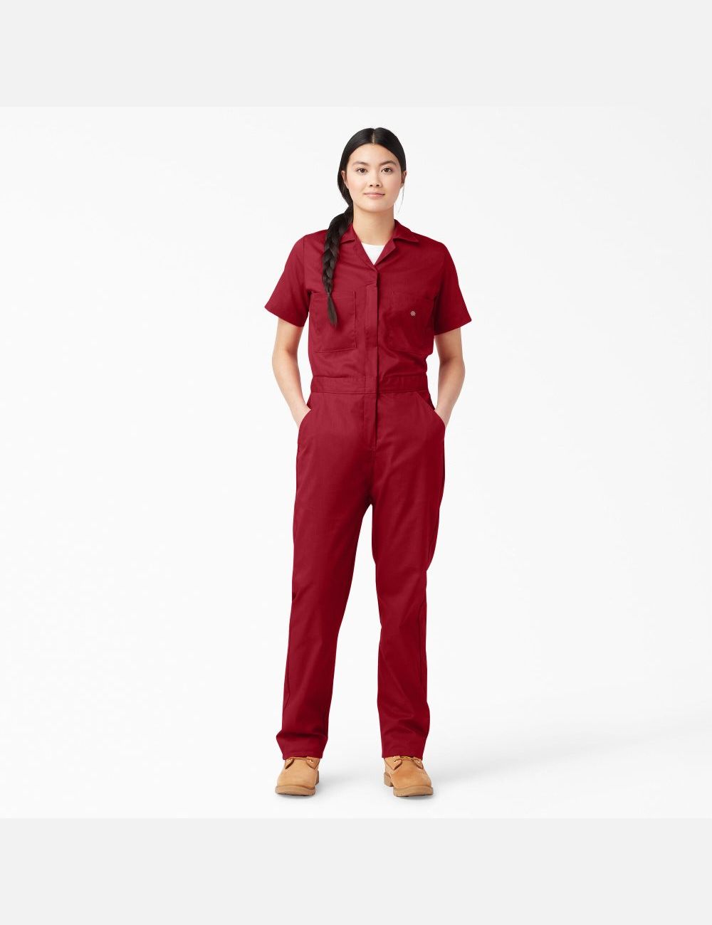 English Red Dickies FLEX Cooling Short Sleeve Coveralls | 018EYNSCK