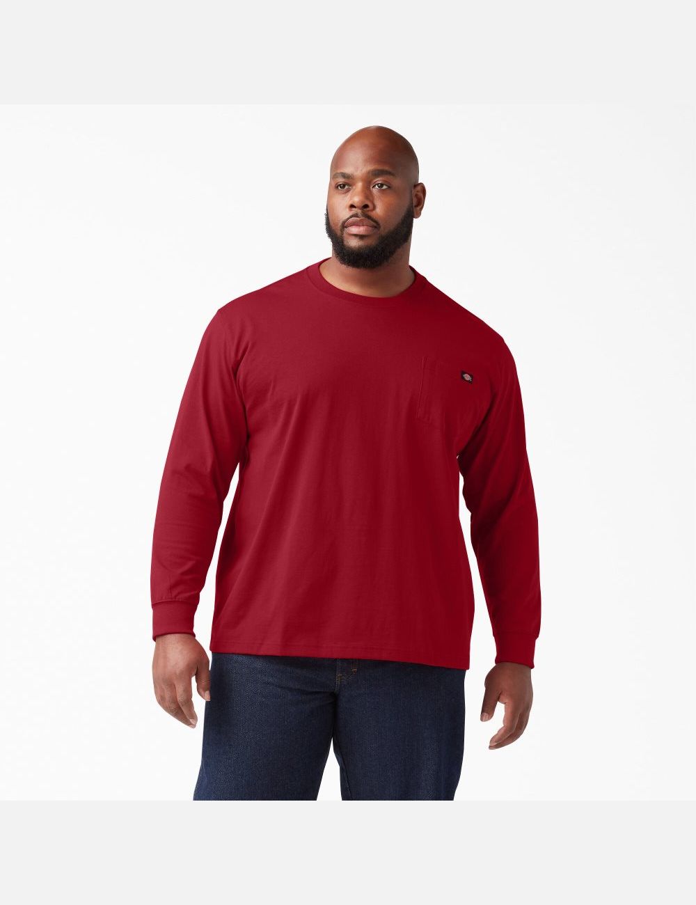 English Red Dickies Heavyweight Crew Neck Long Sleeve T-Shirts | 017EJKLPT