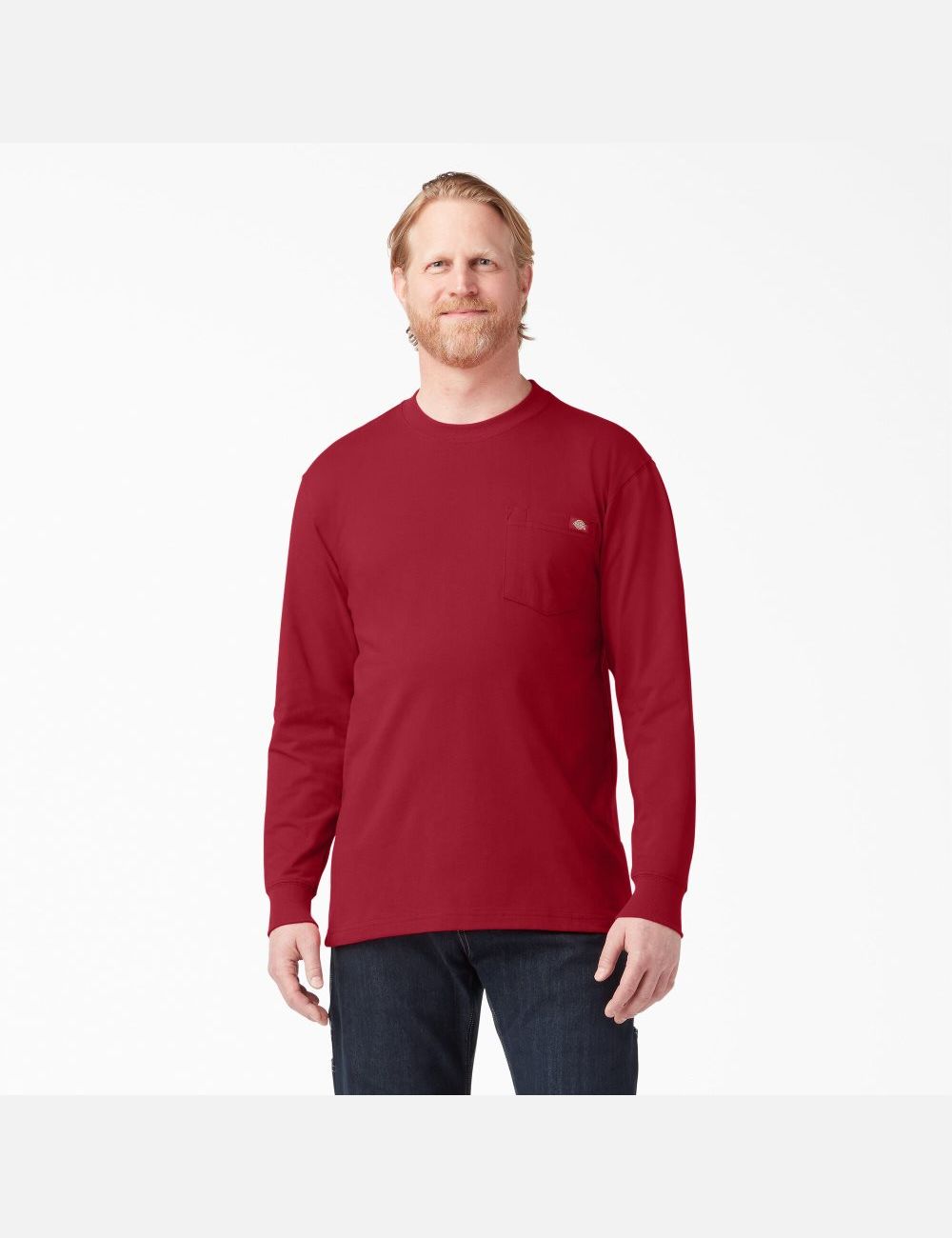 English Red Dickies Heavyweight Crew Neck Shirts | 820ZNRSYB