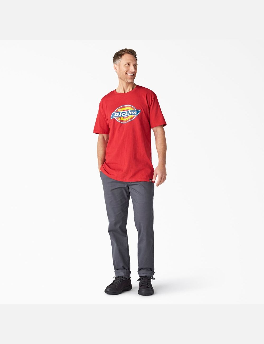 English Red Dickies Logo Graphic T-Shirts | 912UTJIFS