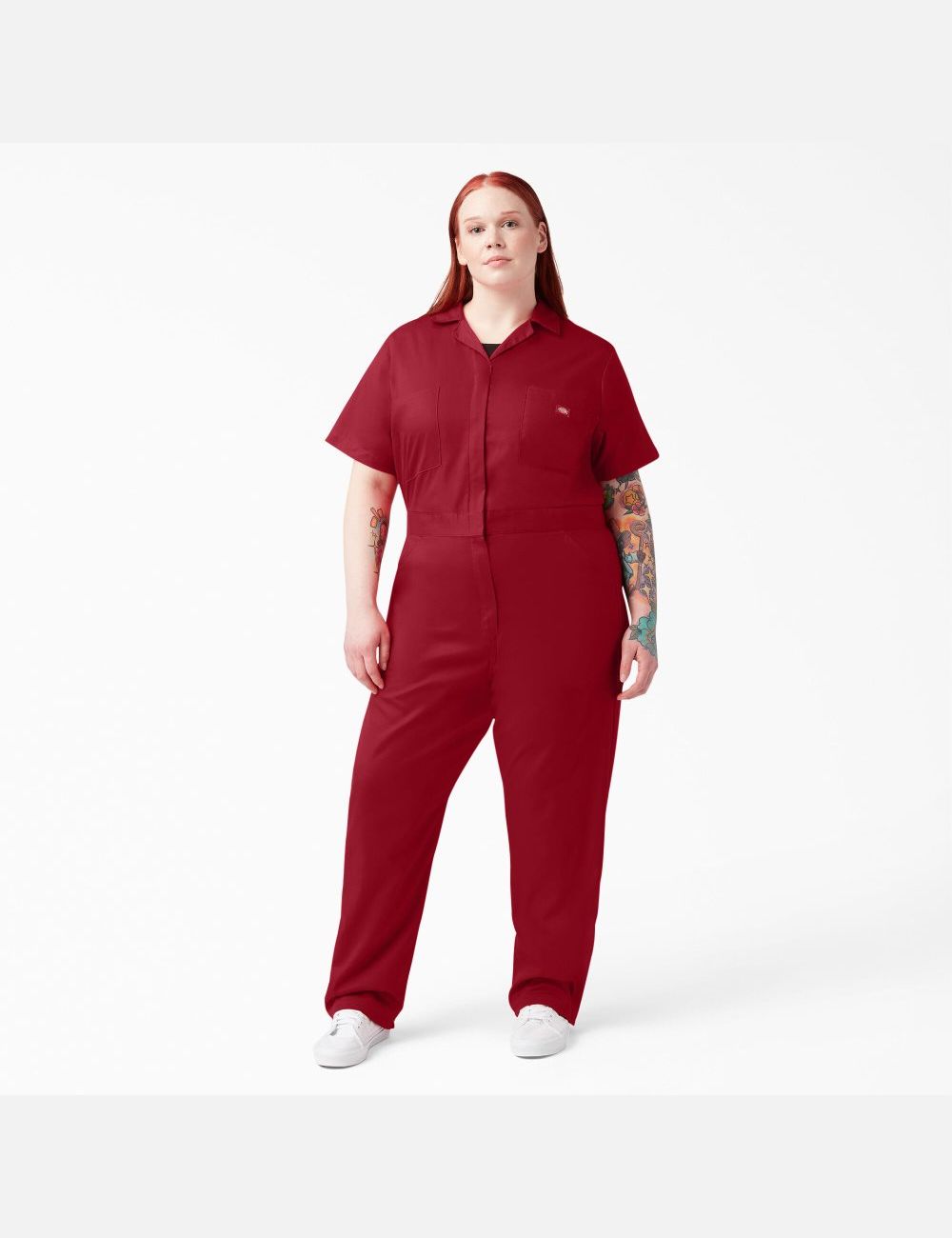 English Red Dickies Plus FLEX Cooling Short Sleeve Coveralls | 593ZVSDKU