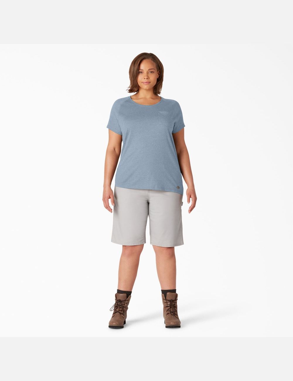 Fog Blue Dickies Plus Cooling Short Sleeve T-Shirts | 364LGQOPH