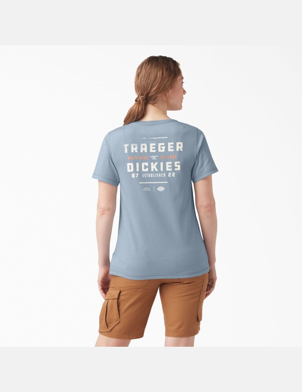 Fog Blue Dickies Traeger x Ultimate Grilling T-Shirts | 425ROXWAD