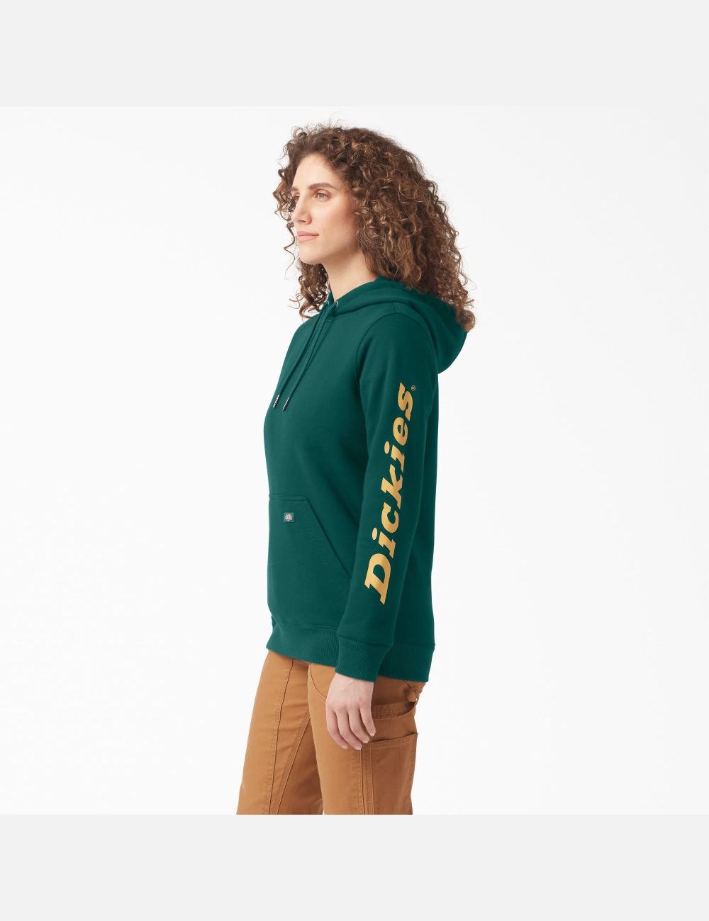 Forest Green Dickies Heavyweight Logo Sleeve Hoodies | 075RCWZEF