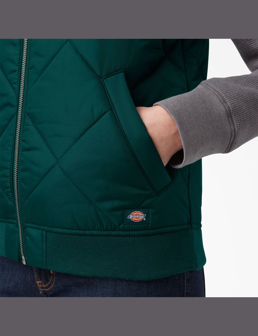 Forest Green Dickies Quilted Vests | 094SIGCPO