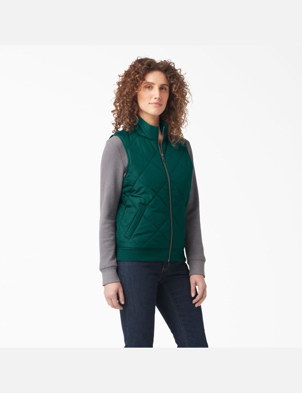 Forest Green Dickies Quilted Vests | 094SIGCPO