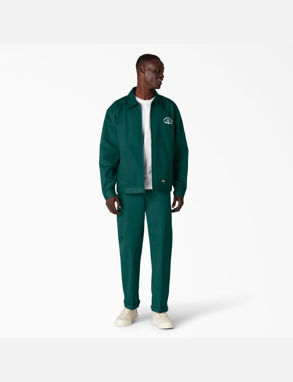 Forest Green Dickies Twill Cuffed Pants | 564BKTMQN