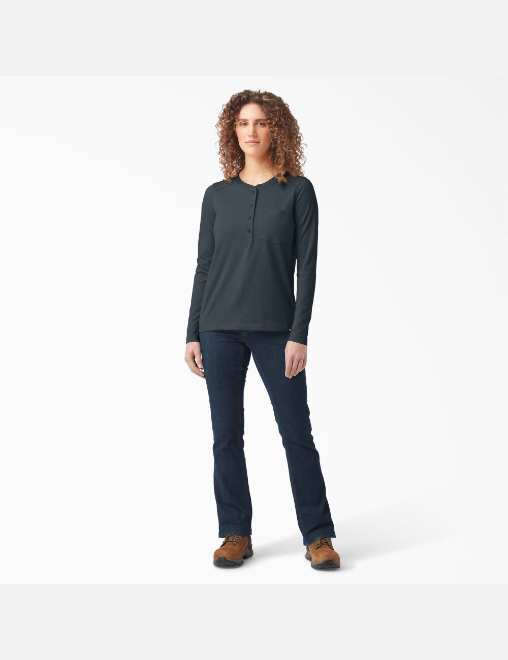 Forest Heather Dickies Heavyweight Henley Long Sleeve T-Shirts | 937PFWDEI