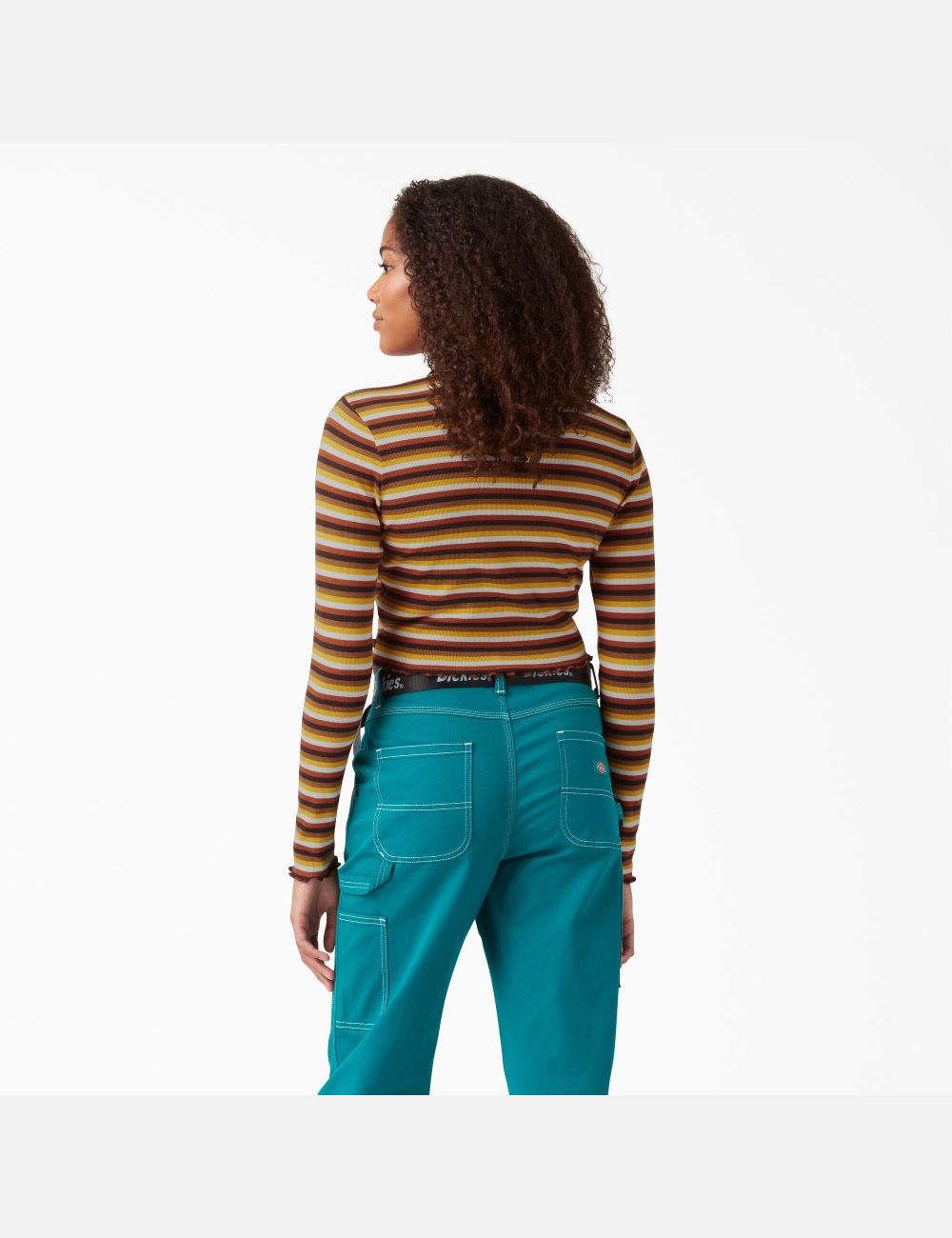 Ginger Honey Baby Stripe Dickies Long Sleeve Striped T-Shirt Cropped Tops | 675CMEVXR