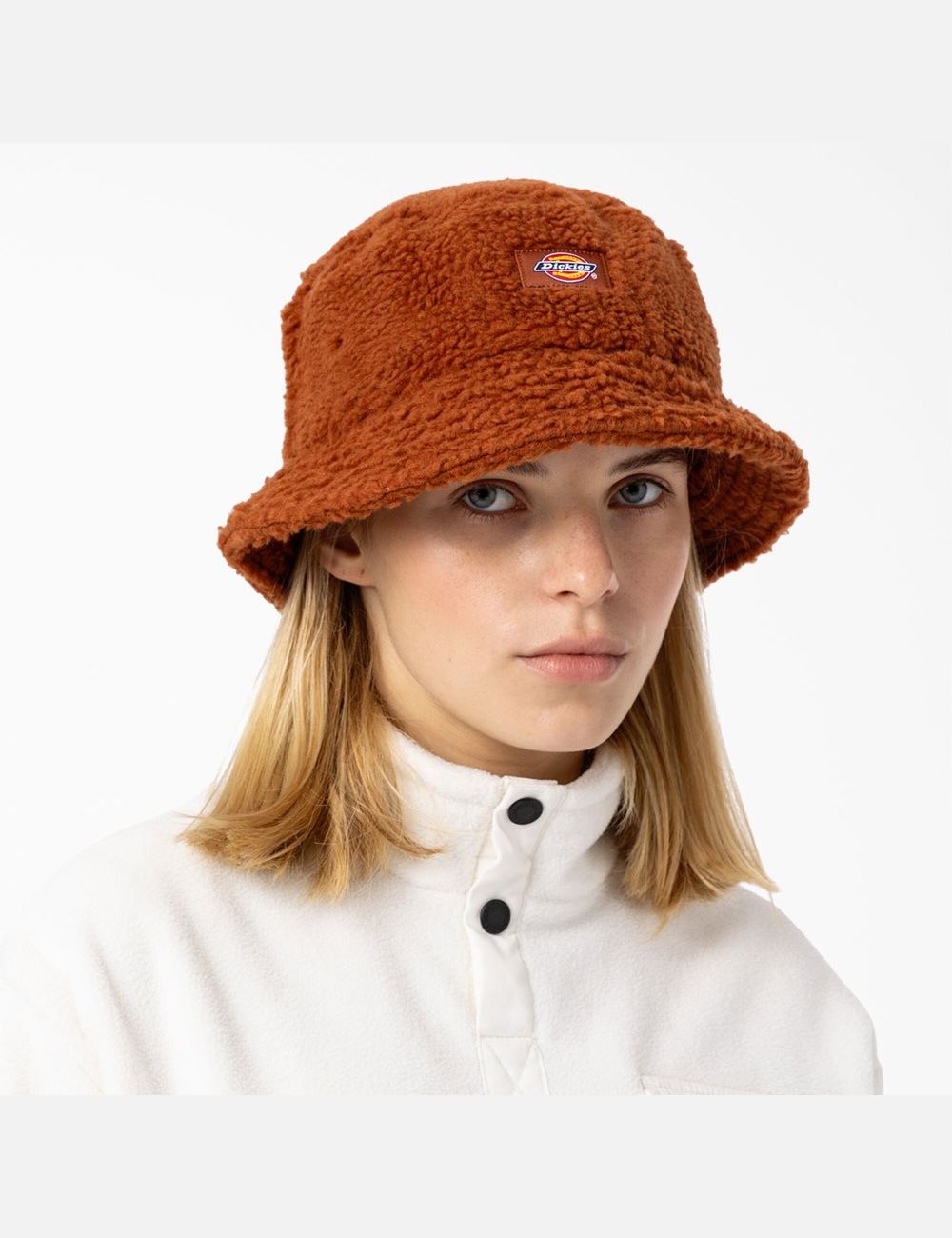 Gingerbread Brown Dickies Red Chute Fleece Bucket Hats | 189IFSPMY