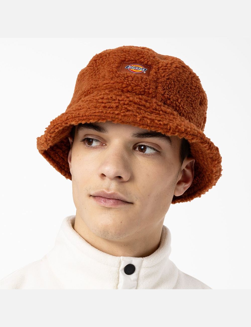 Gingerbread Brown Dickies Red Chute Fleece Bucket Hats | 189IFSPMY