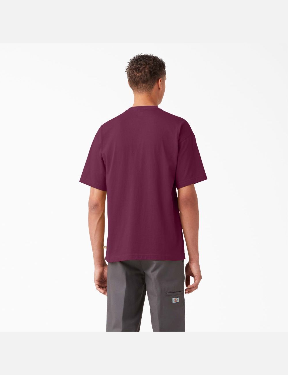 Grape Wine Dickies Chest Logo Pocket T-Shirts | 346XMSCEV