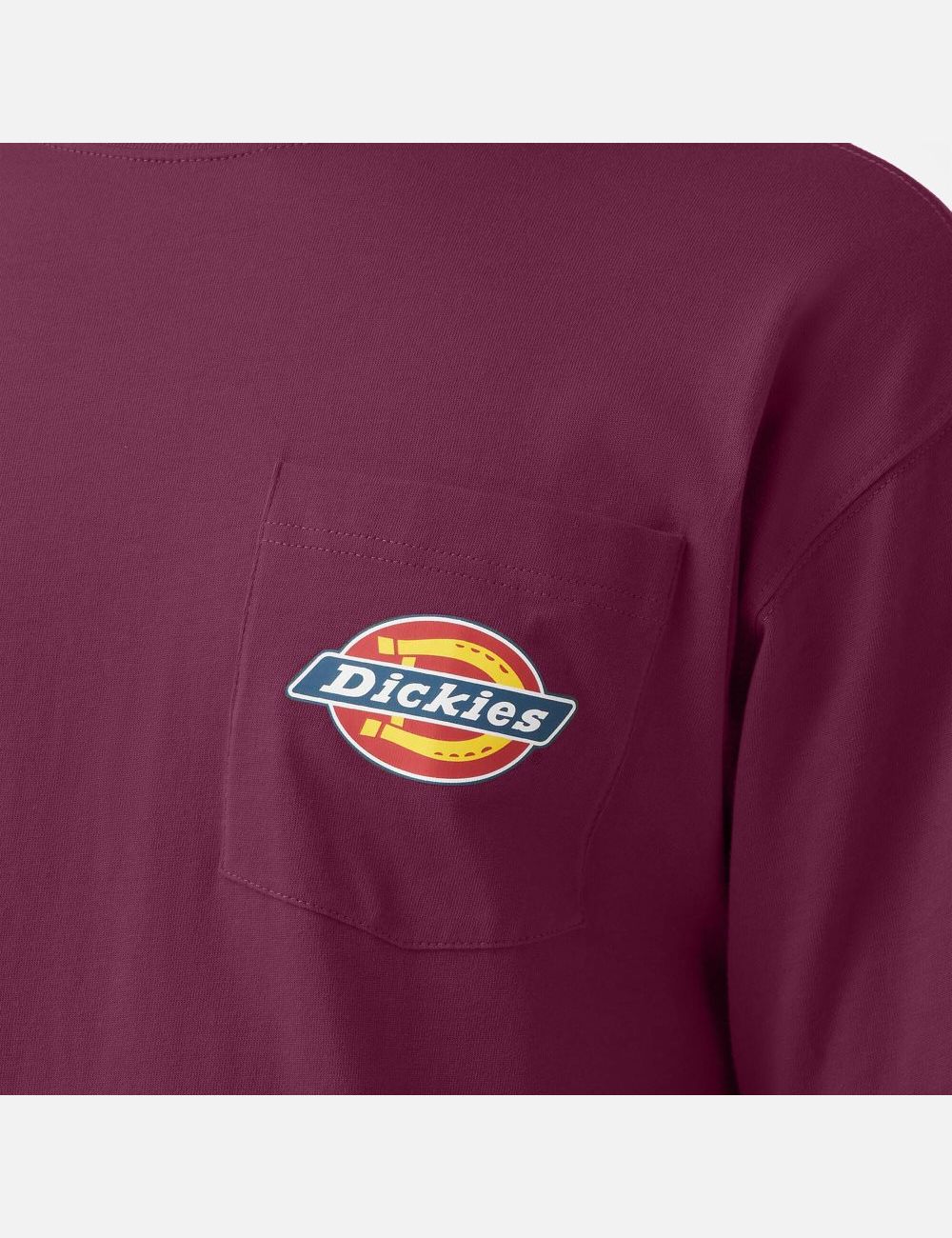 Grape Wine Dickies Chest Logo Pocket T-Shirts | 346XMSCEV