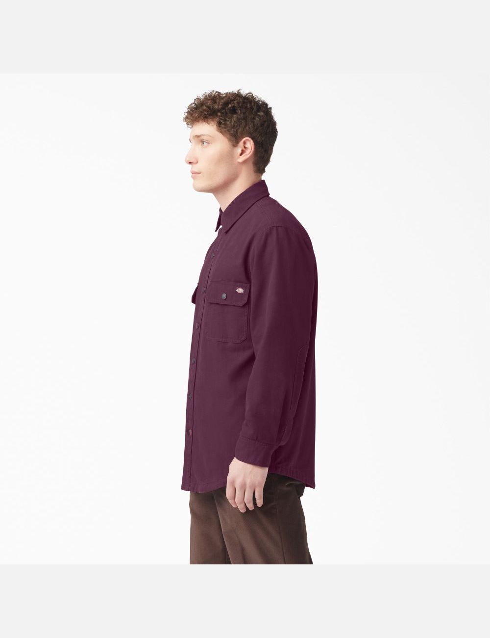 Grape Wine Dickies Duck Flannel-Lined Shirt Button Up | 265YFDMLN