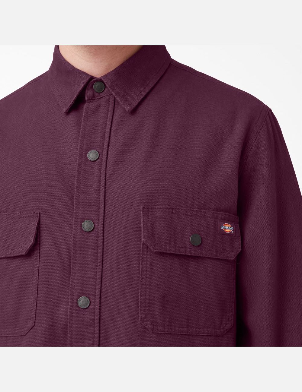 Grape Wine Dickies Duck Flannel-Lined Shirt Button Up | 265YFDMLN