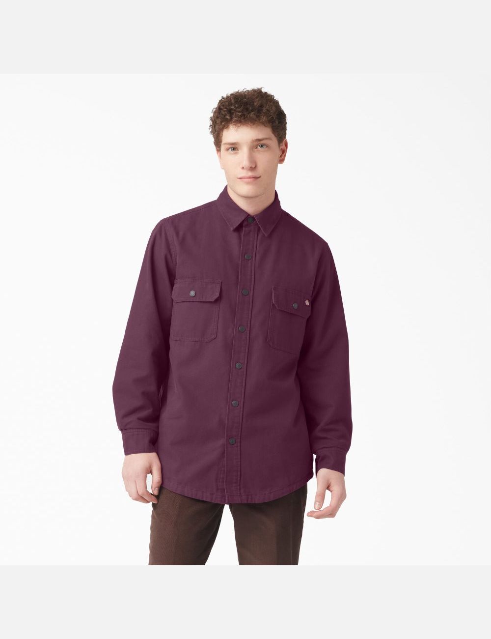 Grape Wine Dickies Duck Flannel-Lined Shirt Button Up | 265YFDMLN