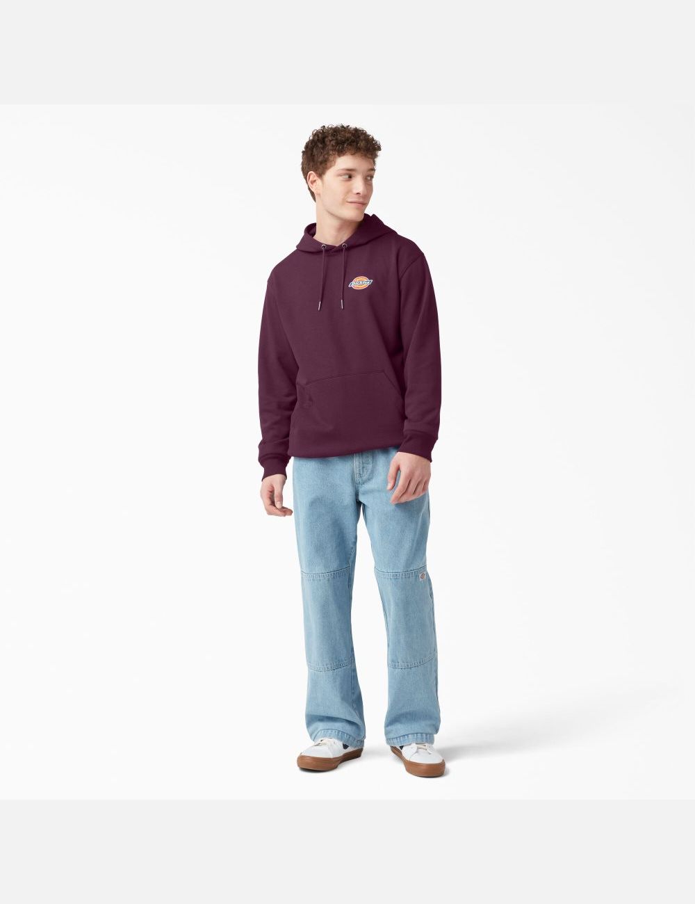 Grape Wine Dickies Fleece Embroidered Chest Logo Hoodies | 502APGDVS