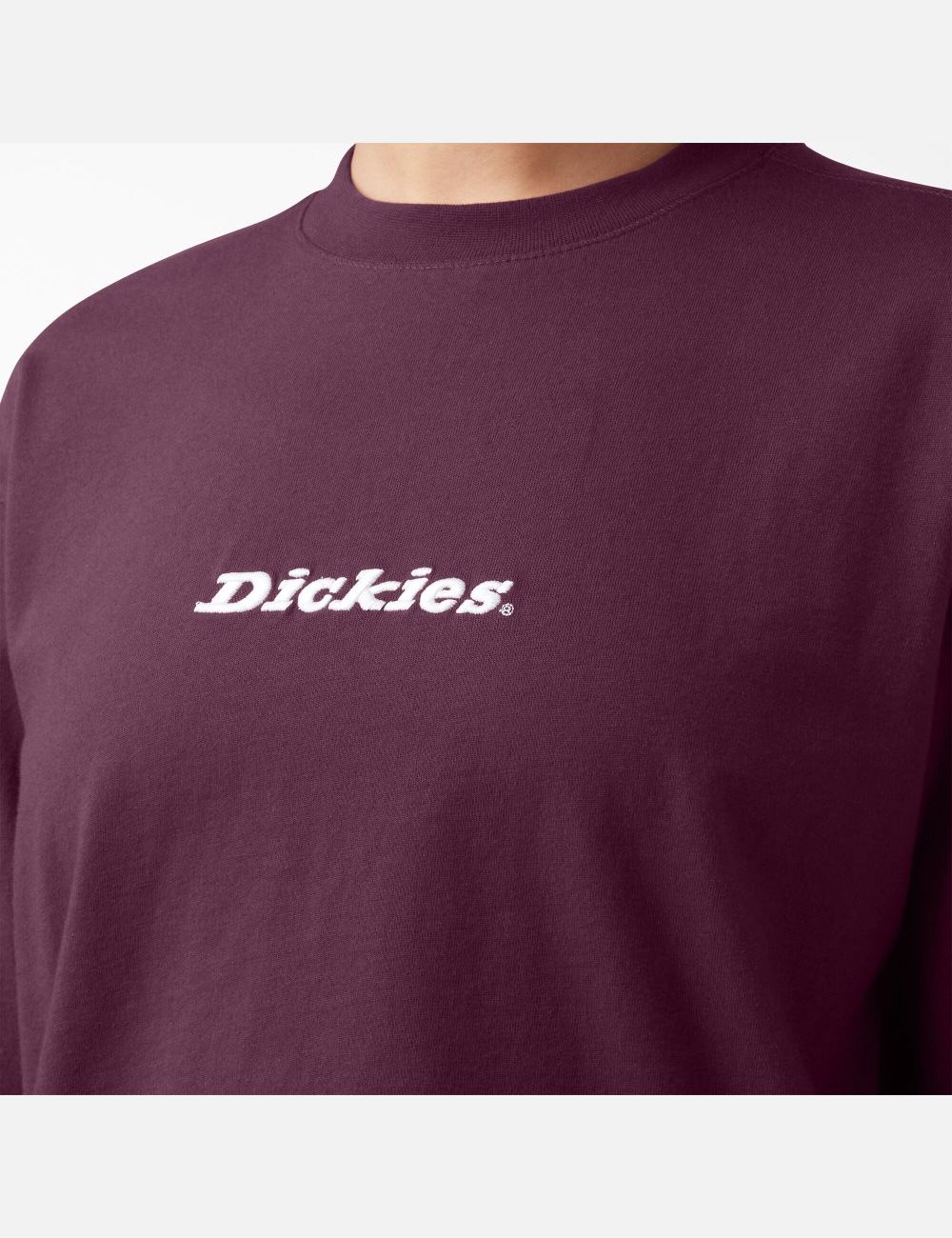 Grape Wine Dickies Long Sleeve Script Logo T-Shirt Cropped Tops | 179STEXWN