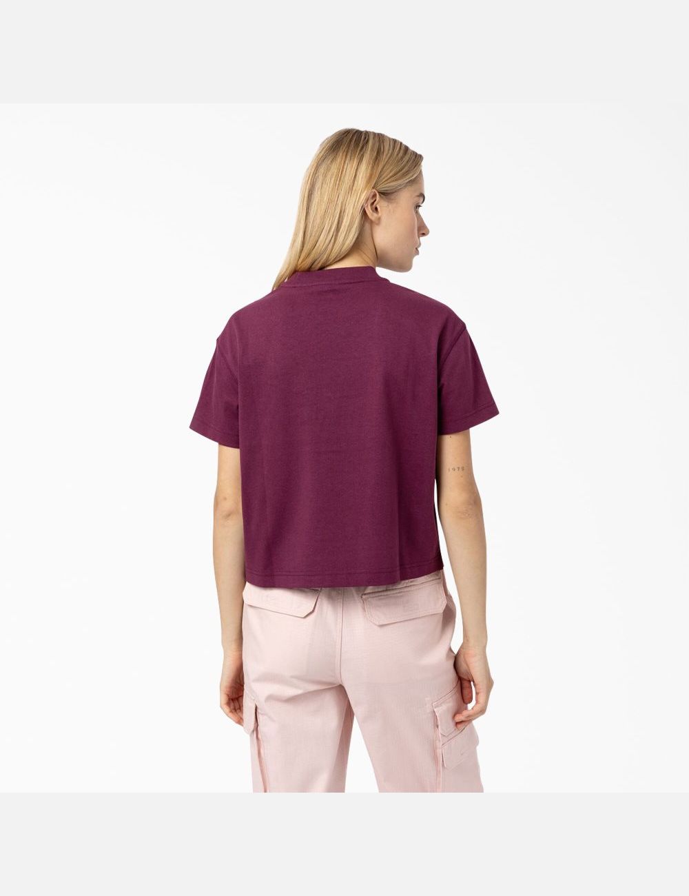 Grape Wine Dickies Loretto T-Shirt Cropped Tops | 516JVETIX