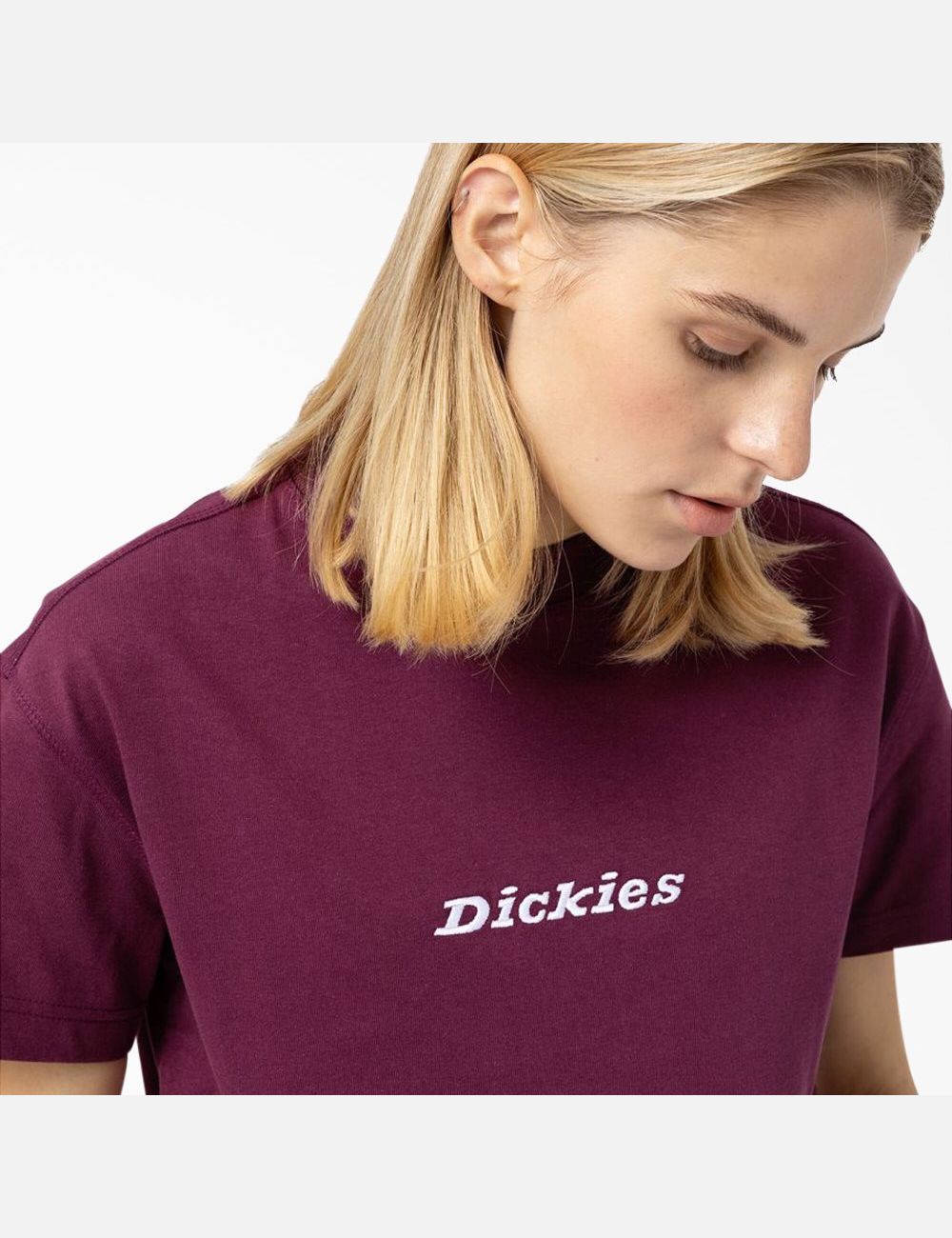 Grape Wine Dickies Loretto T-Shirt Cropped Tops | 516JVETIX