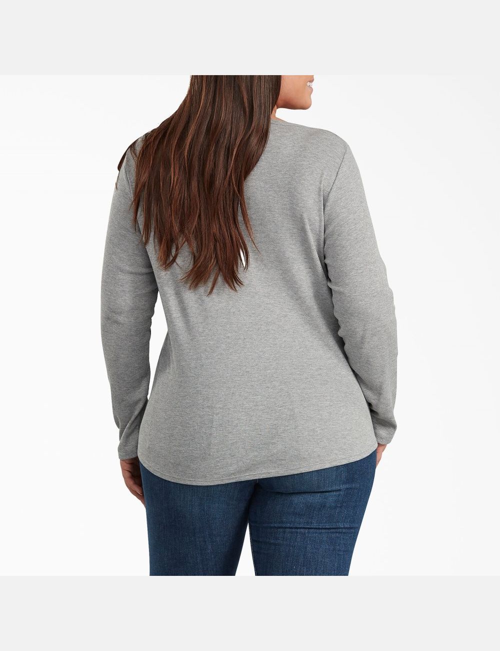 Graphite Gray Dickies Plus Henley Long Sleeve T-Shirts | 745ARVTZS