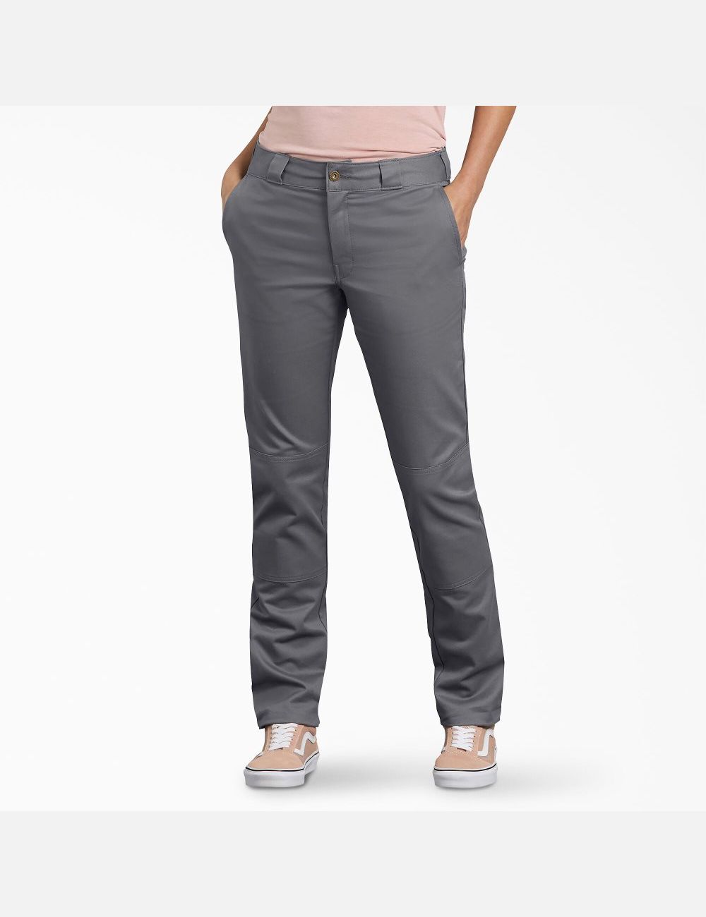 Graphite Gray Dickies Slim Fit Double Knee Pants | 854GNHBEO