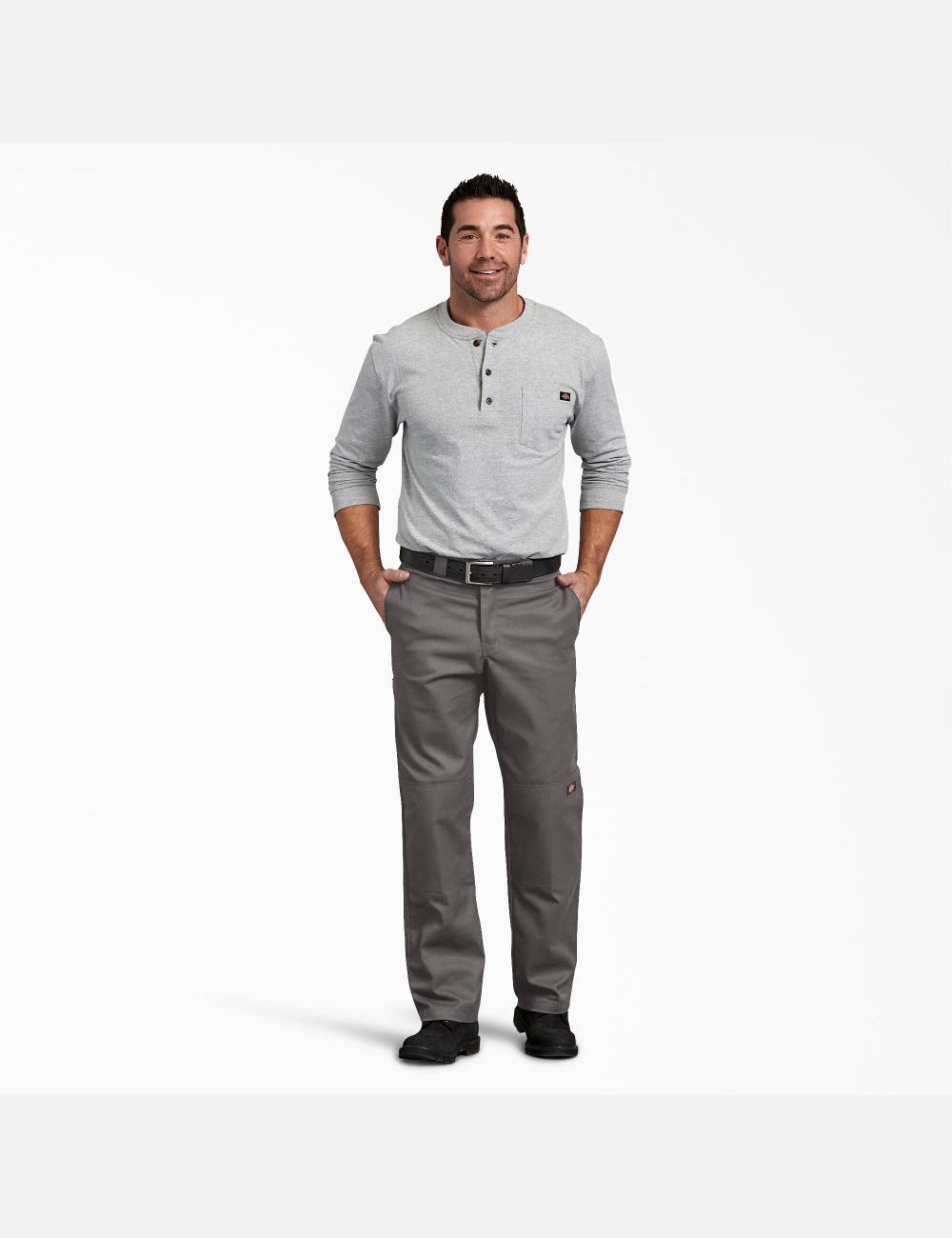 Gravel Gray Dickies FLEX Regular Double Knee Pants | 160MEWIZV