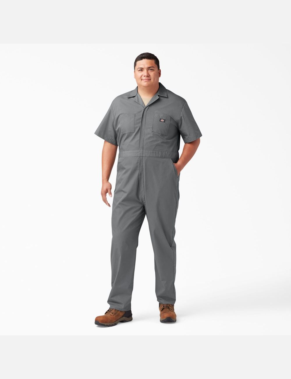 Gray Dickies Short Sleeve Coveralls | 638HVMXWB