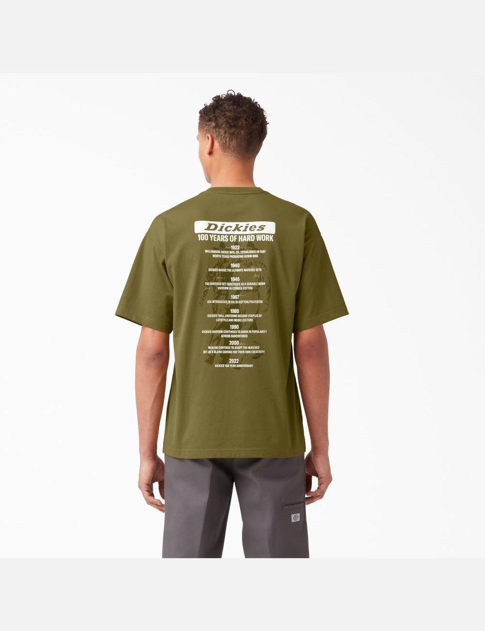 Green Moss Dickies 100 Year Milestone Graphic T-Shirts | 190EOLMSY