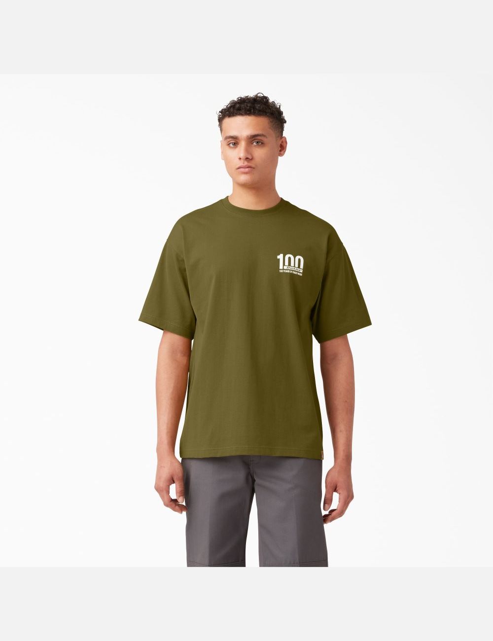 Green Moss Dickies 100 Year Milestone Graphic T-Shirts | 190EOLMSY